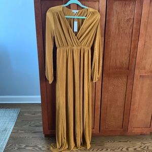 Baltic Born Mustard Yellow Long Sleeve Maxi Dress.  Size M